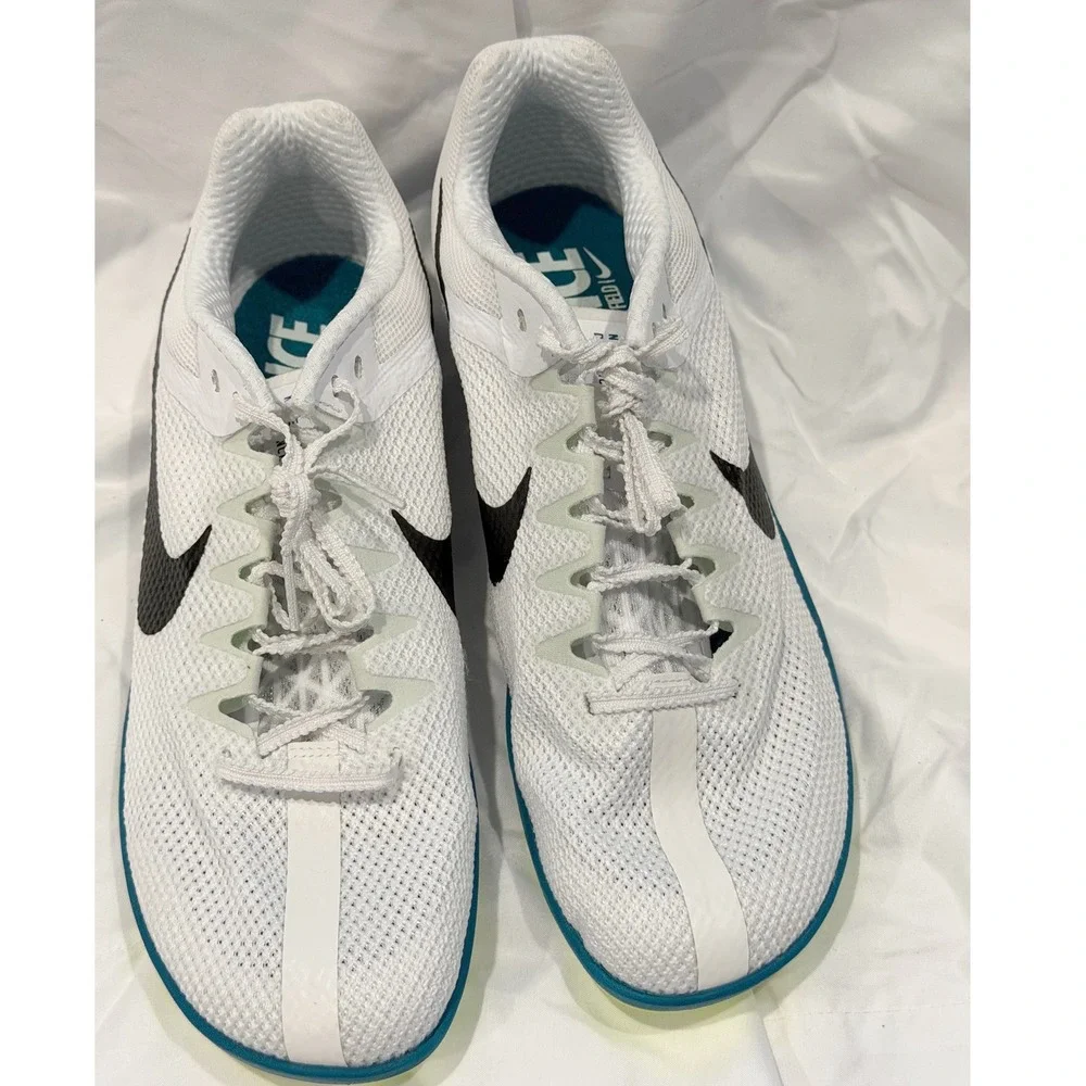 Nike Rival Distance Track Field Spikes White Teal Yellow M9.5 W11 Sporty 106-31